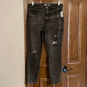 Old Navy Black Distressed Stone Washed Rockstar Jeans